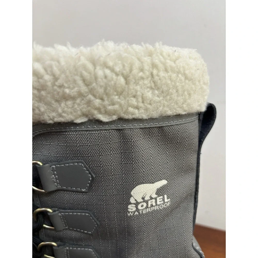 Sorel Women's Black‎ Gray Winter Carnival Boots Waterproof Faux Fur Size 8